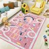Abeigoi Kids Carpet Hopscotch Play Rug Mat 4x6Ft Large Area Rug Car Rug Hopscotch Mat for Kids Girls Nonslip Children Numbers Educational Throw Rugs for Girls Bedroom Decor, Pink view 1
