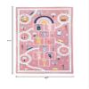 Abeigoi Kids Carpet Hopscotch Play Rug Mat 4x6Ft Large Area Rug Car Rug Hopscotch Mat for Kids Girls Nonslip Children Numbers Educational Throw Rugs for Girls Bedroom Decor, Pink view 2