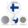 Finland National Flag Retro Metal Art Sign Rustic Chic Style Aluminum Round Tin Sign Wall Art Hanging Decor Rust Free Weatherproof Patriotic Metal Wreath Signs Finland for Cafe Pub Bar Porch 12x12in view 3