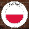 Poland Flag Retro Street Hanging Signs Wall Art Decor Aluminum Metal Round Tin Sign Chic Style Rust Free Weatherproof Patriotic Metal Wreath Signs Poland for Farmhouse Living Room Restaurants 15x15in view 1