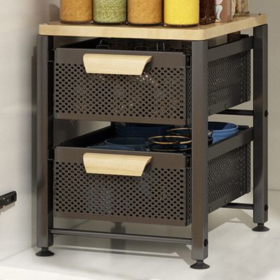 Cabinet Organizer Drawer, 2 Tier Under Sink Organizers Shelf Rack For Bathroom Kitchen Office Home Storage LYWY (Color : Black, Size : 30x39.5x46cm)