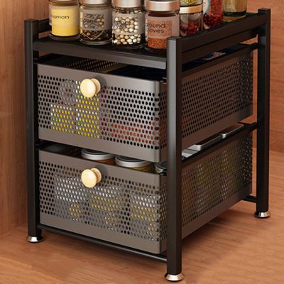 Cabinet Organizer Drawer, 2 Tier Under Sink Organizers Shelf Rack For Bathroom Kitchen Office Home Storage LYWY (Color : Black, Size : 32.5x35.5x42.5cm)