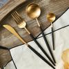 Black Gold Silverware Set Durable 18/10 Stainless Steel Flatware Sets Home Kitchen Wedding Restaurant Cutlery Utensils 70 Piece Delicate Tableware Set for 14 Knifes Forks and Spoons Set view 4