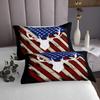 American Flag Retro Bedspread King Size,Deer Antlers Animal Quilted Coverlet,Boys Adults Xmas/Bedroom Decor,Red Blue Stars Striped Coverlet Set,Rustic Hunting Farmhouse Bedding Quilt,2 Pillowcases view 4