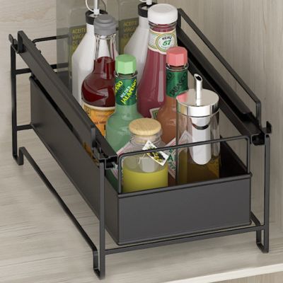 Cabinet Organizer Drawer, Sink Organizer Cabinet Organizer For Kitchen Bathroom Storage LYWY (Color : Black, Size : 40x28.5x24.5cm)