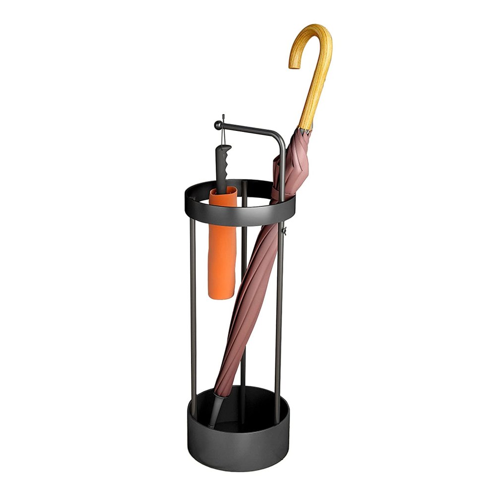 SENNIAN Black Metal Umbrella Stand Rack, Modern Entry Hallway Umbrellas Holder Organizer for Storage Walking Sticks Canes, Japanese Style, Stable