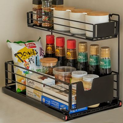 Cabinet Organizer Drawer, Multipurpose Collection Basket In Bathroom Sink Cabinet Organizer And Storage Countertop Organizer Rack LYWY (Color : Black, Size : 40x26x33cm)