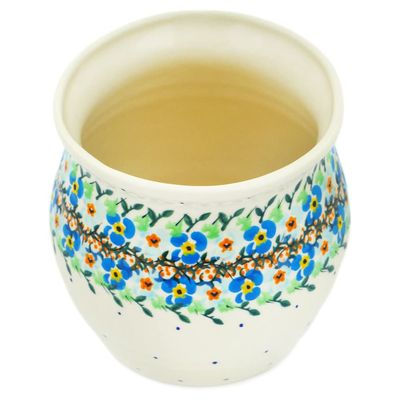 Polmedia Polish Pottery Utensil Jar UNIKAT - Sweet Blooms Pattern Handmade in Boleslawiec Poland + Certificate of Authenticity