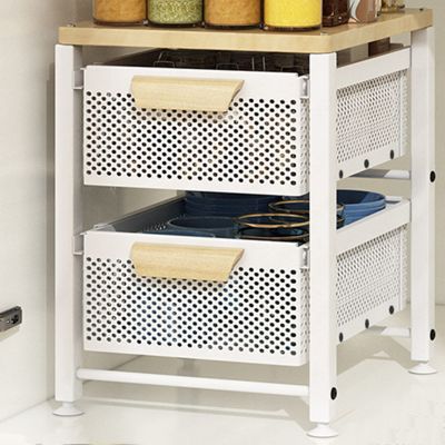Cabinet Organizer Drawer, 2 Tier Under Sink Organizers Shelf Rack For Bathroom Kitchen Office Home Storage LYWY (Color : White, Size : 30x39.5x46cm)