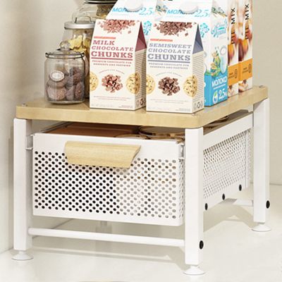 Cabinet Organizer Drawer, 2 Tier Under Sink Organizers Shelf Rack For Bathroom Kitchen Office Home Storage LYWY (Color : White, Size : 30x39.5x26cm)