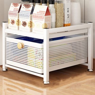 Cabinet Organizer Drawer, 2 Tier Under Sink Organizers Shelf Rack For Bathroom Kitchen Office Home Storage LYWY (Color : White, Size : 32.5x35.5x26cm)