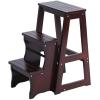 Folding Ladder 3-Tier Step Stool Wood Adult Foldable Bed Steps for High Beds for Adults Standing Shelf Units 300 lb Capacity view 1