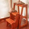 Folding Ladder 3-Tier Step Stool Wood Adult Foldable Bed Steps for High Beds for Adults Standing Shelf Units 300 lb Capacity view 2