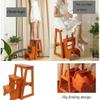 Folding Ladder 3-Tier Step Stool Wood Adult Foldable Bed Steps for High Beds for Adults Standing Shelf Units 300 lb Capacity view 4