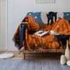 QAHEART Halloween Pumpkin Black Cat Blanket Fringe Flannel Soft Throw Blanket Decorative for Home Sofa Couch Chair Living Bedroom view 1