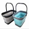 SAMMART 12L (3.1 Gallon) Collapsible Rectangular Handy Bucket/Multiuse Foldable Water Pail for Camping, Fishing (Alloy Grey + Crystal Blue (Set of 2)) view 1