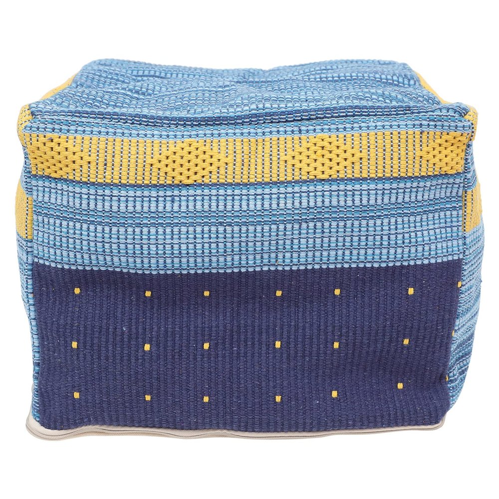 Veemoon Pouf Ottoman Stuffed Foot Rest Square Linen Cotton Pouf Footrest Tatami Cushion Floor Chair for Bedroom Living Room Home Decor Sky- Blue