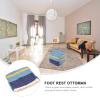 Veemoon Pouf Ottoman Stuffed Foot Rest Square Linen Cotton Pouf Footrest Tatami Cushion Floor Chair for Bedroom Living Room Home Decor Sky- Blue view 2