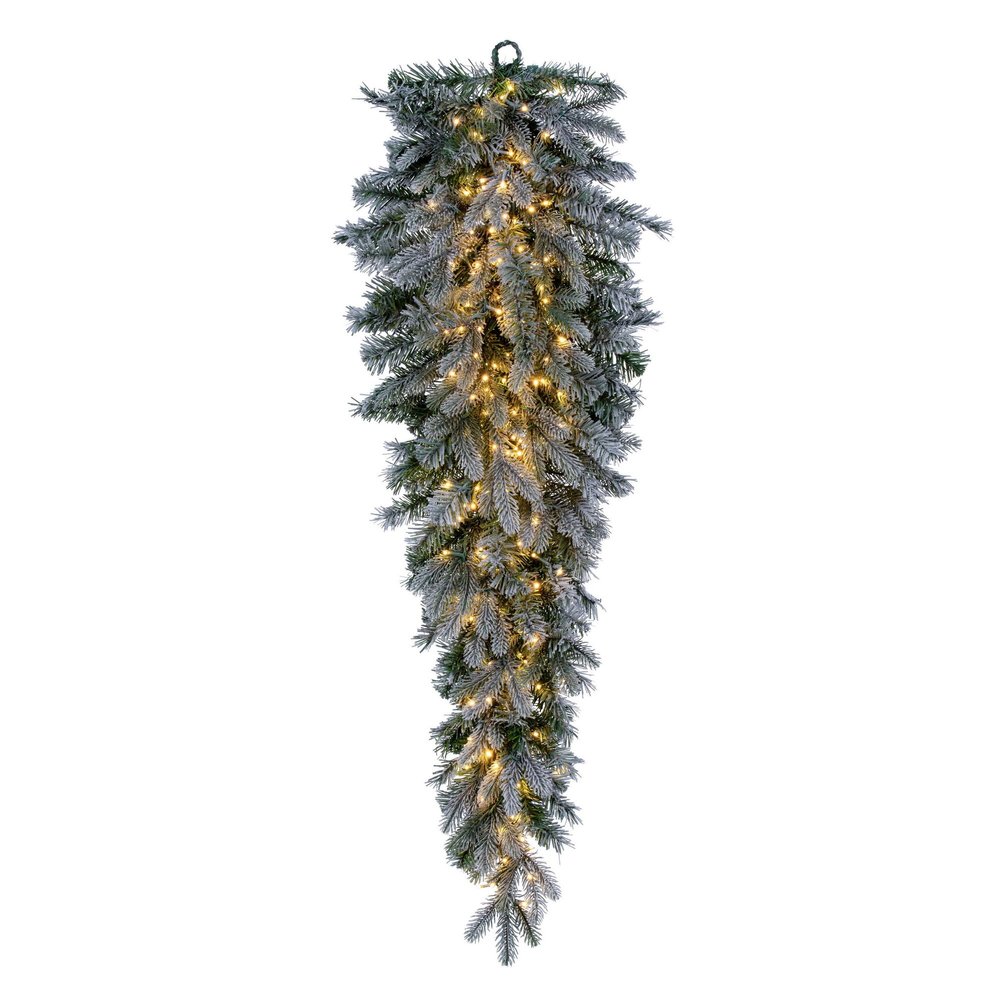 Vickerman 48" Frosted Douglas Fir Artificial Teardrop with Warm White LED Lights.