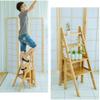 4 Steps Closet Step Stools, Wooden Folding Step Stool Portable Ladder Chair Multifunction Stepladder for Bedroom Closet Bedroom Step Stool view 2