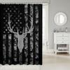 Kids Camo American Flag Shower Curtains,Deer Antlers Silhouette Animal Bathroom Curtains,Girls Boys Adults Xmas/Bedroom Decor,Rustic Retro Black Grey Waterproof Curtains,12 Hooks Suits,72" W x 72" L view 2