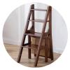 Folding Ladder Stools, Convertible Solid Wood Ladder Chair for Library Garden, Balcony Portable Display Flower Stand, Save Space, Height 90CM (Color : Walnut Color) view 1