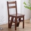 Folding Ladder Stools, Convertible Solid Wood Ladder Chair for Library Garden, Balcony Portable Display Flower Stand, Save Space, Height 90CM (Color : Walnut Color) view 2