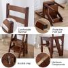 Folding Ladder Stools, Convertible Solid Wood Ladder Chair for Library Garden, Balcony Portable Display Flower Stand, Save Space, Height 90CM (Color : Walnut Color) view 4
