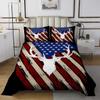 American Flag Retro Bedspread Twin Size,Deer Antlers Animal Quilted Coverlet,Boys Adults Xmas/Bedroom Decor,Red Blue Stars Striped Coverlet Set,Rustic Hunting Farmhouse Bedding Quilt,1 Pillowcase view 2