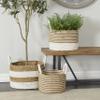 CosmoLiving by Cosmopolitan Seagrass Handmade Two Toned Storage Basket with Handles, Set of 3 19", 16", 13"W, Brown view 2