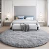 KIXINWA Round Rug for Bedroom, 5x5 Fluffy Soft Circle Area Rugs for Living Room, Washable Plush Shaggy Indoor Floor Bedside Kids Girls Nursery Room Circular Carpet, Home Decor Aesthetic, Grey view 4