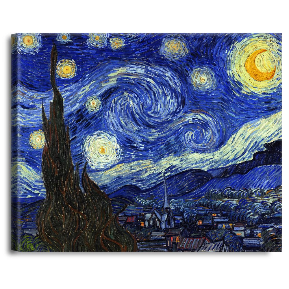 A&T ARTWORK The Starry Night by Vincent Van Gogh. The World Classic Art Reproductions, Giclee Canvas Prints Wall Art for Home Decor,30X36x1.5 inches