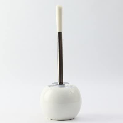 NIUBB Toilet Brush and Holder Toilet Brush and Holder Set Ceramics Bathroom BristlesCleaning Bowl Brush Kit with Tweezers White Black Deep Cleaning Every Corner (Color : D)