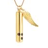 SHEIL Dog Cat Paw Print Cylinder Stainless Steel Cremation Necklace for Ashes with Angel Wing Charm Memorial Urn Jewelry view 1