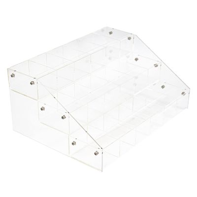 Acrylic Tray System for Displaying Products at Home, in Stores, or at Tradeshows, Three Tiers of Trays with Either One Compartment or Six Compartments (Quantity 1) (1)