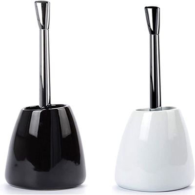 NIUBB Toilet Brush and Holder Toilet Brush Plastic Plating Handle Hidden Compact Toilet Brush Bright Glazed Ceramic BaseToilet Brush for Bathroom Restroom Deep Cleaning Deep Cleaning Every Corner