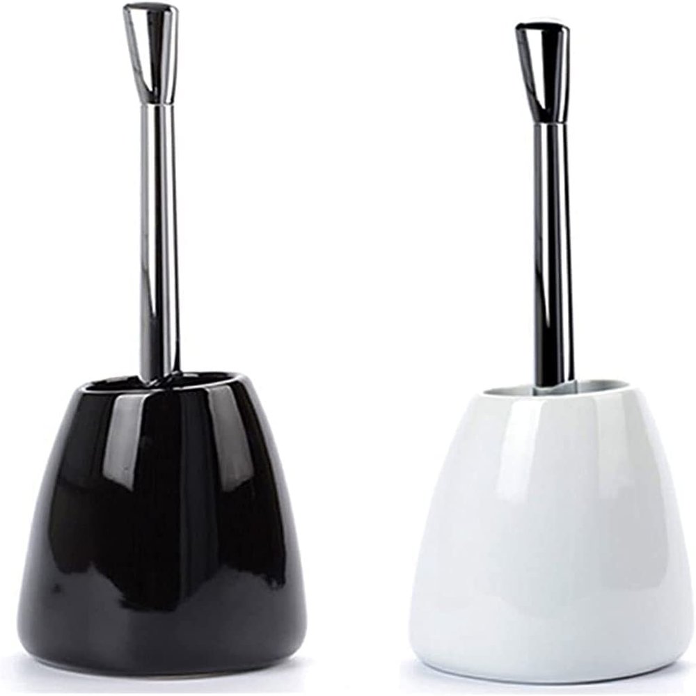 NIUBB Toilet Brush and Holder Toilet Brush Plastic Plating Handle Hidden Compact Toilet Brush Bright Glazed Ceramic BaseToilet Brush for Bathroom Restroom Deep Cleaning Deep Cleaning Every Corner