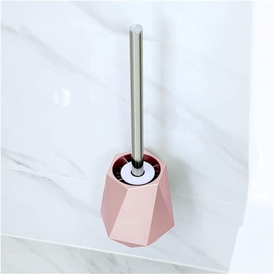 NIUBB Toilet Brush and Holder Punch-Free Toilet Brush Simple Design Household Toilet Cleaning Brush Wall-Mounted Toilet Brush with Base Can Drain Pink Deep Cleaning Every Corner (Color : C)