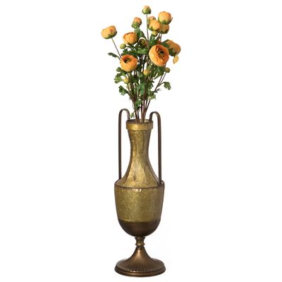 Decorative Antique Style Metal Jug Floor Vase with 2 Handles - Vintage Inspired Rustic Design for Entryway, Living Room, or Dining Room - 26 in Tall Elegant Home Decor Accent - Classic Metal Vase
