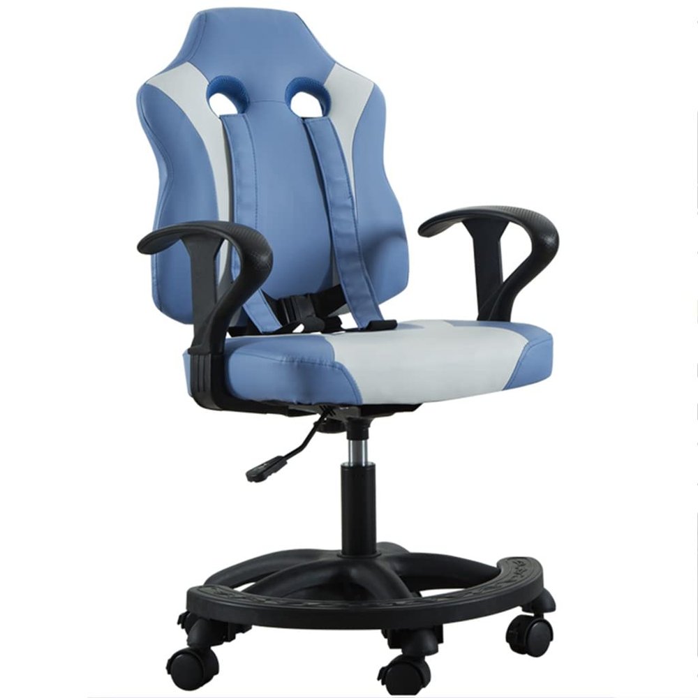 GIZNXBA Kids Task Chair with Arms, Children Study Chair Home Kids Desk Chair, Height Adjustment Child Computer Desk Chair, Ergonomic Backrest Chair for Bedroom School (Color : /Blue White B)