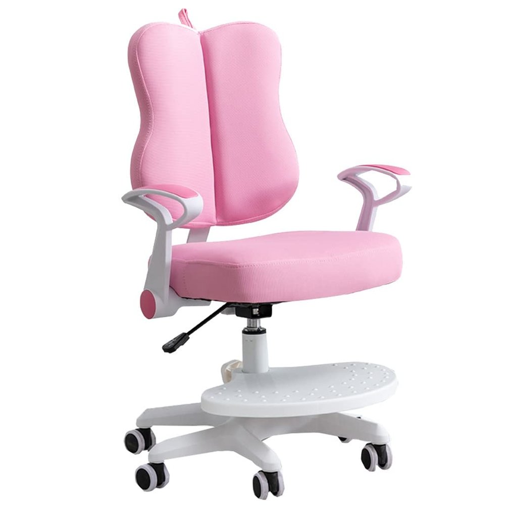 GIZNXBA Kids Desk Chair with Arms, Adjustable Children Study Chair, Home Kids Task Chair, Child Computer Desk Chair with Lift Backrest, Children's Swivel Reading Chair (Color : /Pink)
