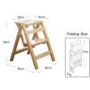 Hamankim Wooden Ladder Stool 2 Steps Folding Stairs Chair Stepladder Home Kitchen Library Multifunction Foldable Step Stool Ladder Rack Ladder Chair view 2