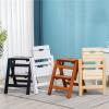 Hamankim Wooden Ladder Stool 2 Steps Folding Stairs Chair Stepladder Home Kitchen Library Multifunction Foldable Step Stool Ladder Rack Ladder Chair view 3