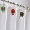 Skull Shower Curtain Hooks for Halloween Bathroom Decor Set - Rustproof Metal Stainless Steel Shower Curtain Rings Set of 12 with Gothic Flower Unique Skull Bathroom Decorative Shower Curtain Rod DIY view 4