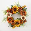 Artificial Sunflower Wreath Autumn Wreath Front Door Wreath Fake Flower Garland for Thanksgiving Halloween Party Home Decor view 2
