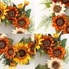 Artificial Sunflower Wreath Autumn Wreath Front Door Wreath Fake Flower Garland for Thanksgiving Halloween Party Home Decor view 4