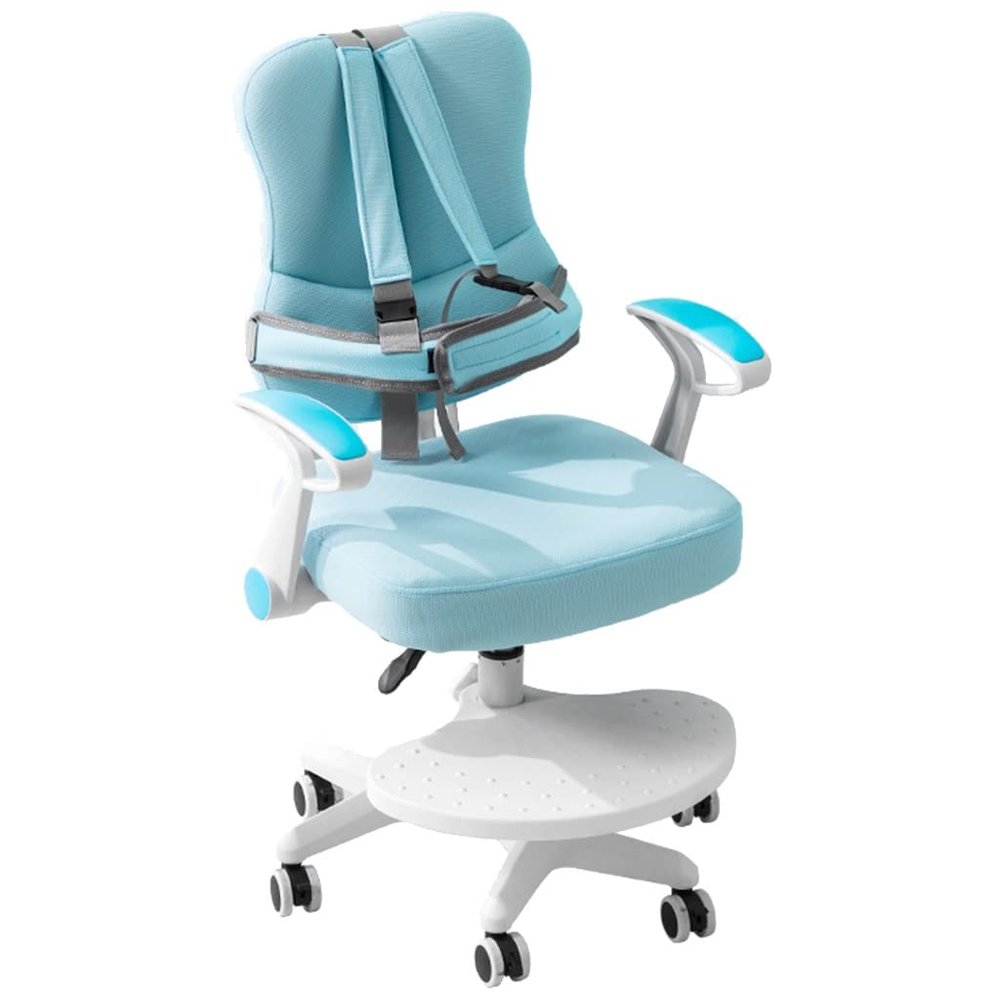 GIZNXBA Kids' Desk Chair Child Computer Desk Chair, Ergonomic Growing Study Chair, Kids Task Chair with Arms, Height and Depth Adjustment, for Children Aged 3-18 (Color : /Light Blue)