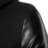 Men's Asymmetric Zip Irregular Hoodie Faux Leather Motorcycle Hooded Jacket Vintage PU Leather Biker Hoodies Coat (Black,XX-Large) view 4