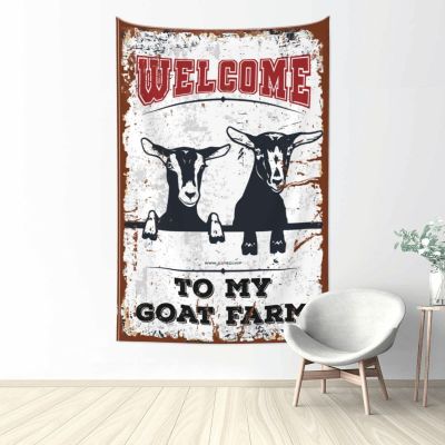 Door Decorations for Bedroom Welcome to My Goat Farm Tapestry Men Cave Decor Bedroom Decor for Teens ( Size : 100X150CM )
