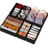 6 Pack Sock Underwear Drawer Organizer Dividers, 58 Cell Foldable Fabric Dresser Closet Organizers and Storage Bins for Clothing, Baby Clothes, Bra, Panty, Scarf, Ties (Black) view 1